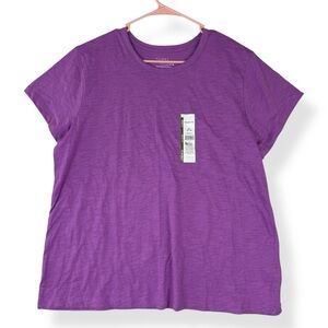 Time and Tru Slub Crew T Shirt Womens XL (16-18) Purple Iris Orchid SS NWT